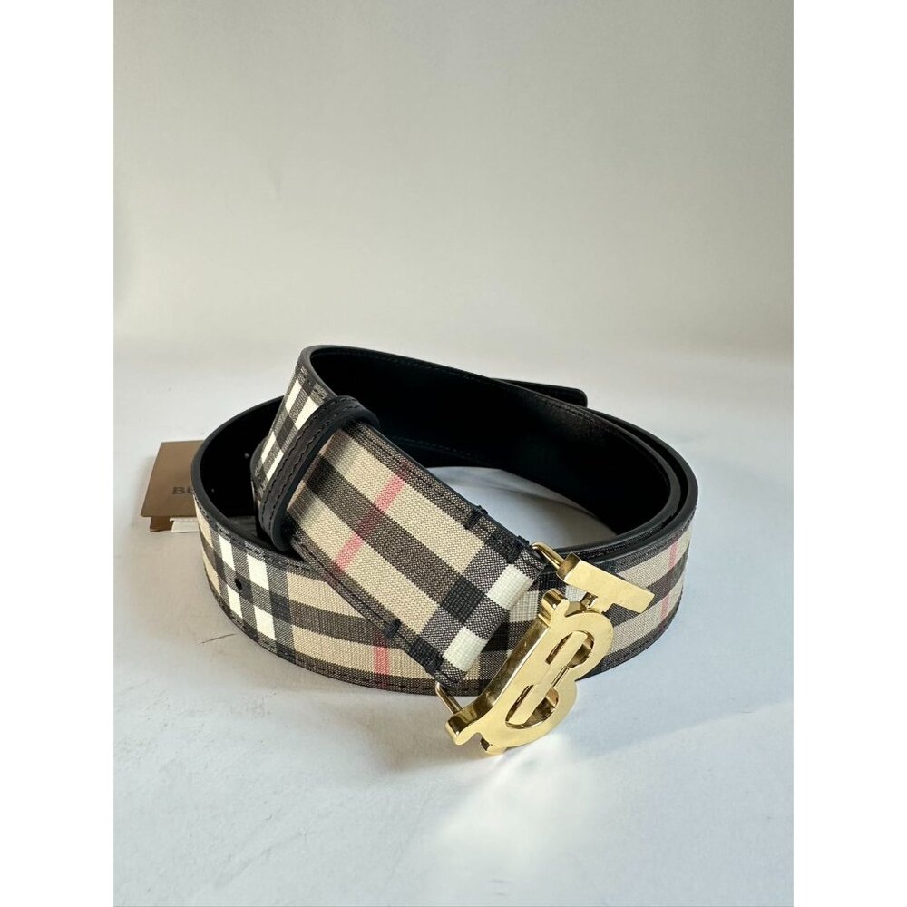 Burberry Unisex TB Check Belt Archive Beige S - Picture 2 of 12